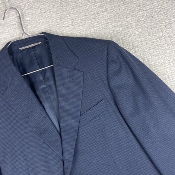 Canali Italy Blazer 40R Plaid Navy Blue Wool Sport Coat Jacket Henri Vezina - Picture 2 of 16